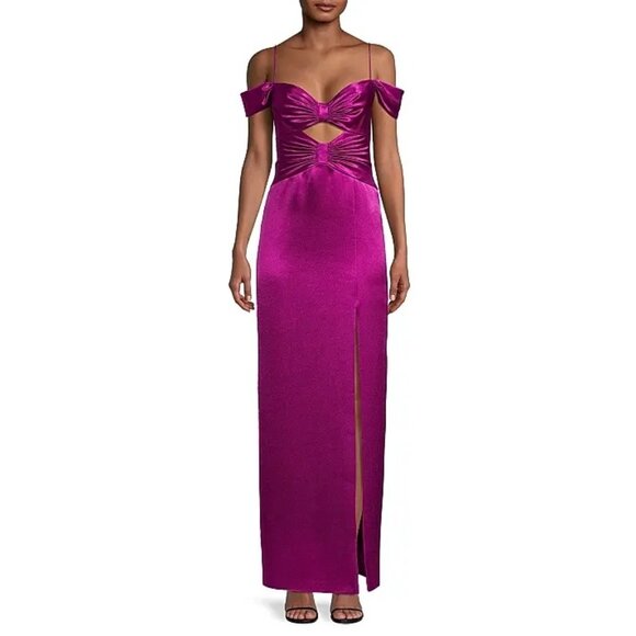 Aidan Mattox Womens Fuchsia Satin Maxi Dress Size 6 - Picture 2 of 7